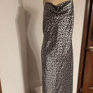 Floral Black and White Women's Dress
